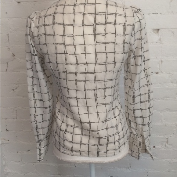 L’autre Chose silk blend puff sleeve top b/w print size 40 s - Picture 4 of 6